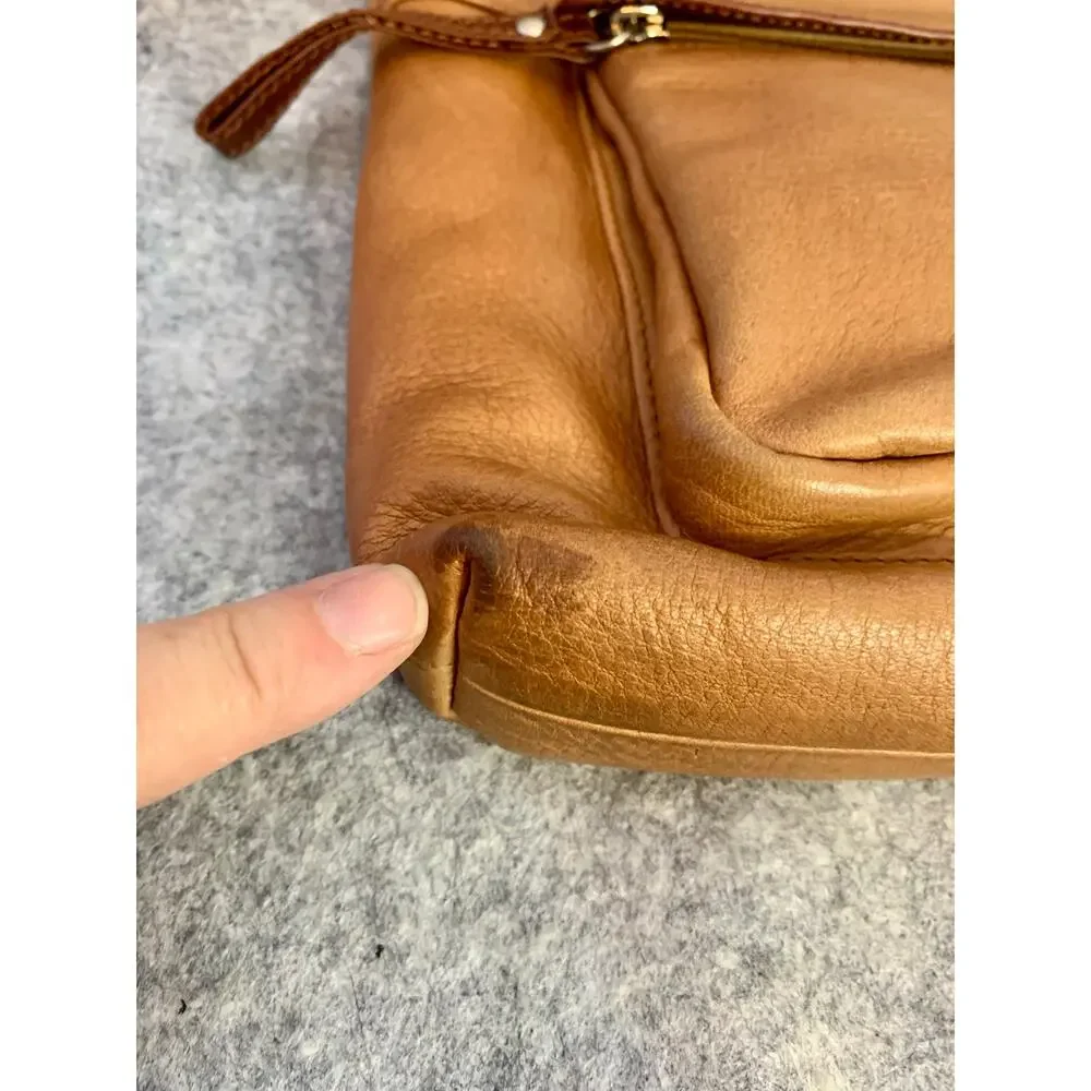 Osgoode Marley Crossbody Leather Shoulder Bag, Tan and Coffee, Slim, Adjustable